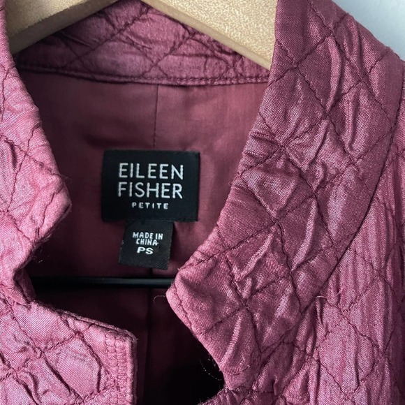 Eileen Fisher Women's Purple Maroon 100% Silk Open Front Jacket Size PS - Picture 3 of 5